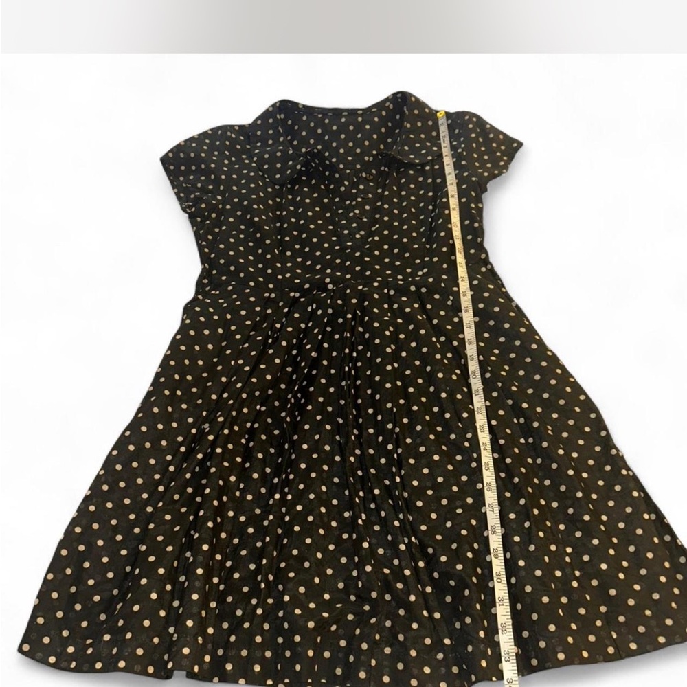 Elegant Black and Gold Polka Dot Mini Dress - Picture 5 of 8